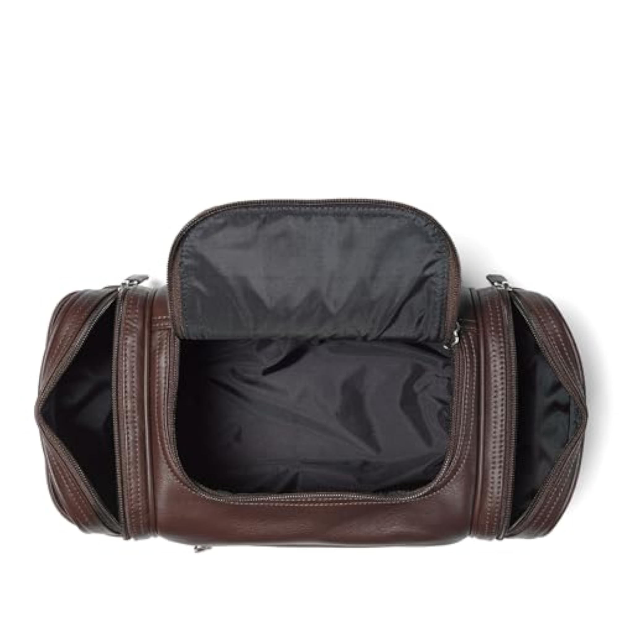 Multi Pocket Leather Travel Dopp Kit for Men, Brown